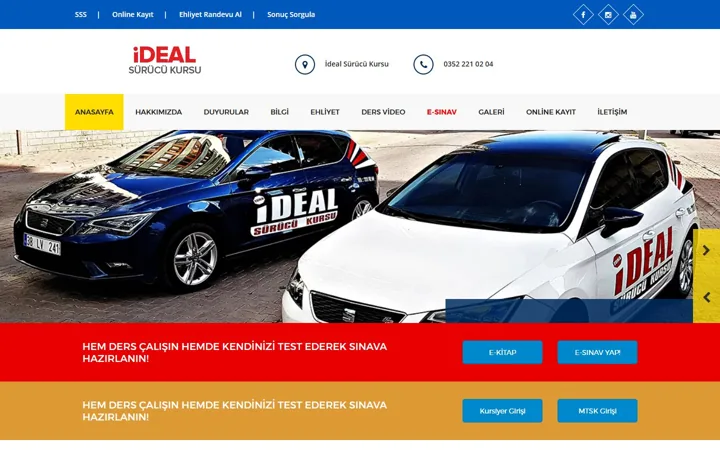 Kayseri İdeal Sürücü Kursu web sitesi – idealehliyetkursu.com