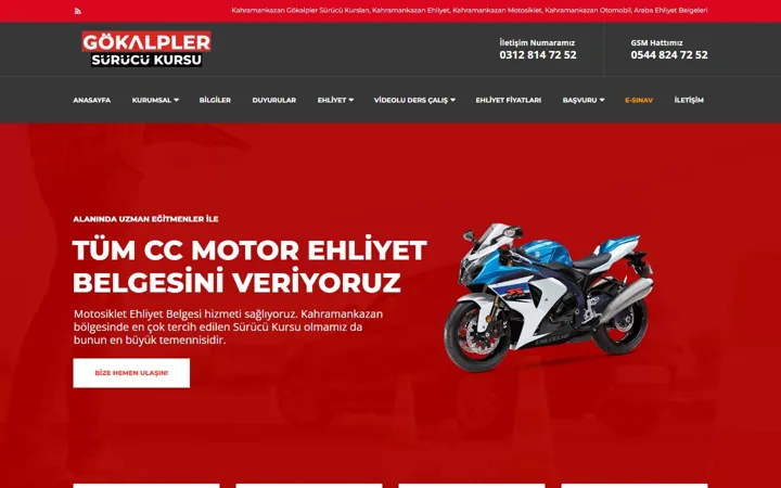 Kahramankazan Gökalpler Sürücü Kursu web sitesi – kahramankazanehliyet.com