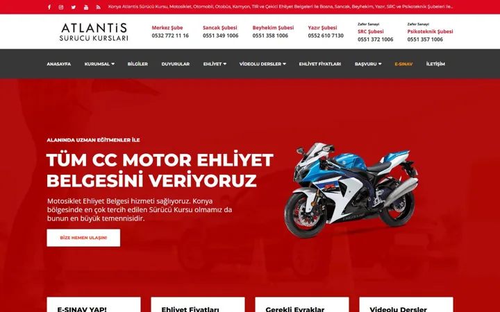 Konya Atlantis Sürücü Kursu web sitesi – konyasurucukursu.com