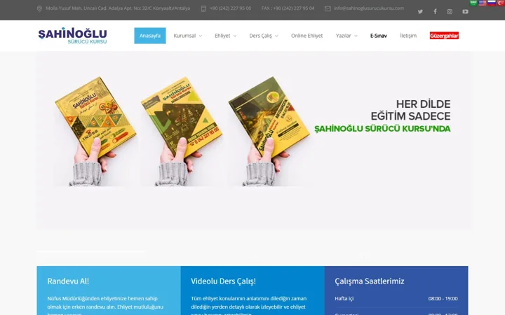 Şahinoğlu Sürücü Kursu web sitesi – sahinoglusurucukursu.com