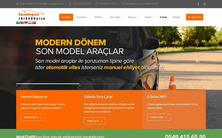 Tandoğan Sürücü Kursu web sitesi – tandogansurucukursu.com