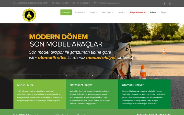 Bursa Ümit Sürücü Kursu web sitesi – umitsurucukursu.com