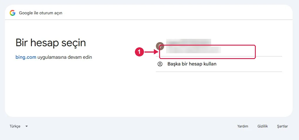 SRC Kursu için Bing Webmaster Tools kurulumu, adım 4 – Hesabınızı seçin