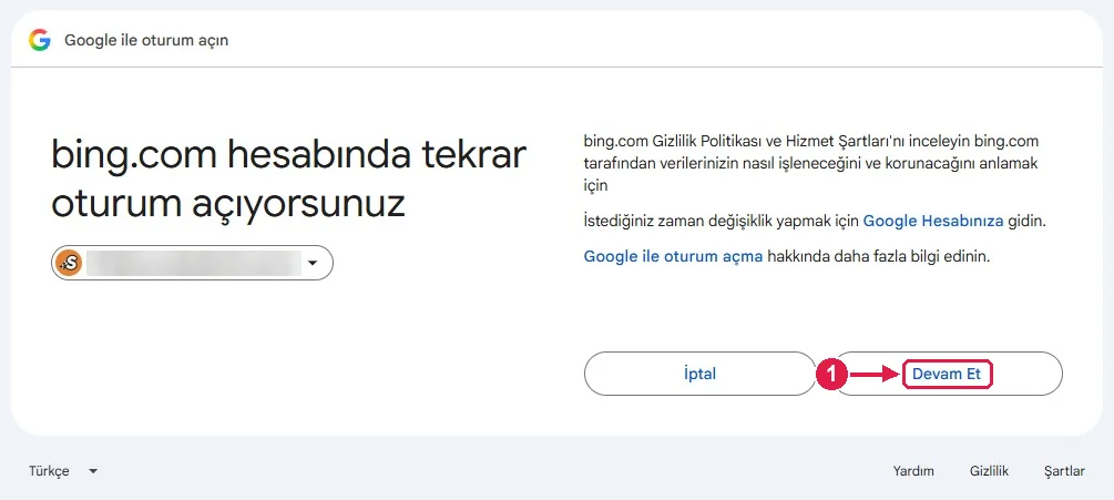 SRC Kursu için Bing Webmaster Tools kurulumu, adım 8 – Yeniden oturum onayı