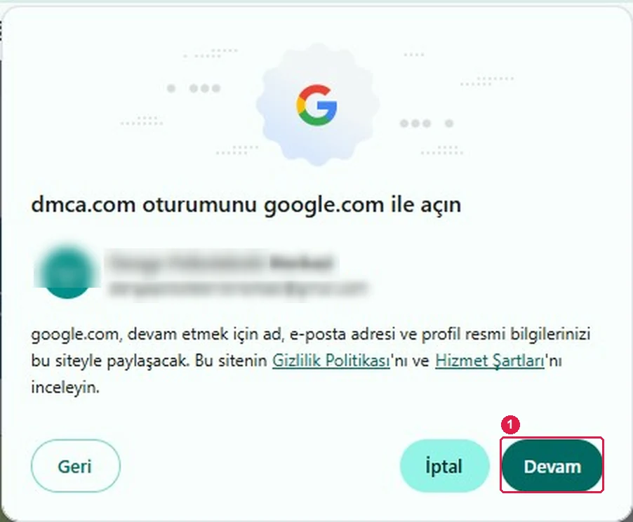 SRC Kursu için DMCA kurulumu, adım 5 – Paylaşımı onaylayın