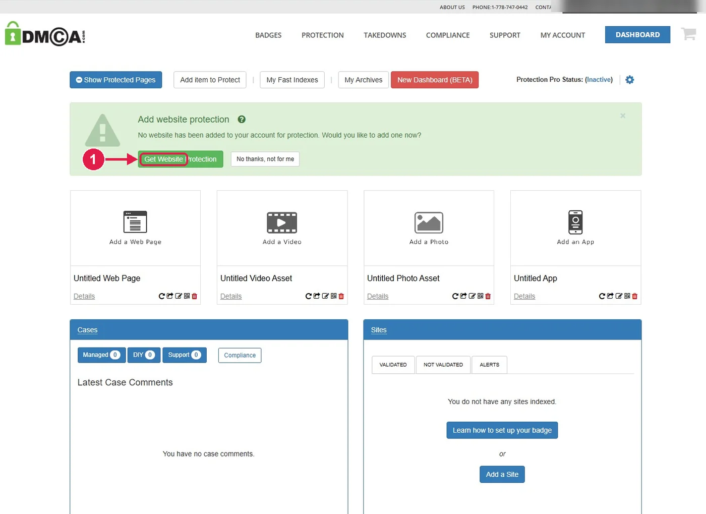 SRC Kursu için DMCA kurulumu, adım 9 – Site korumasını başlatın