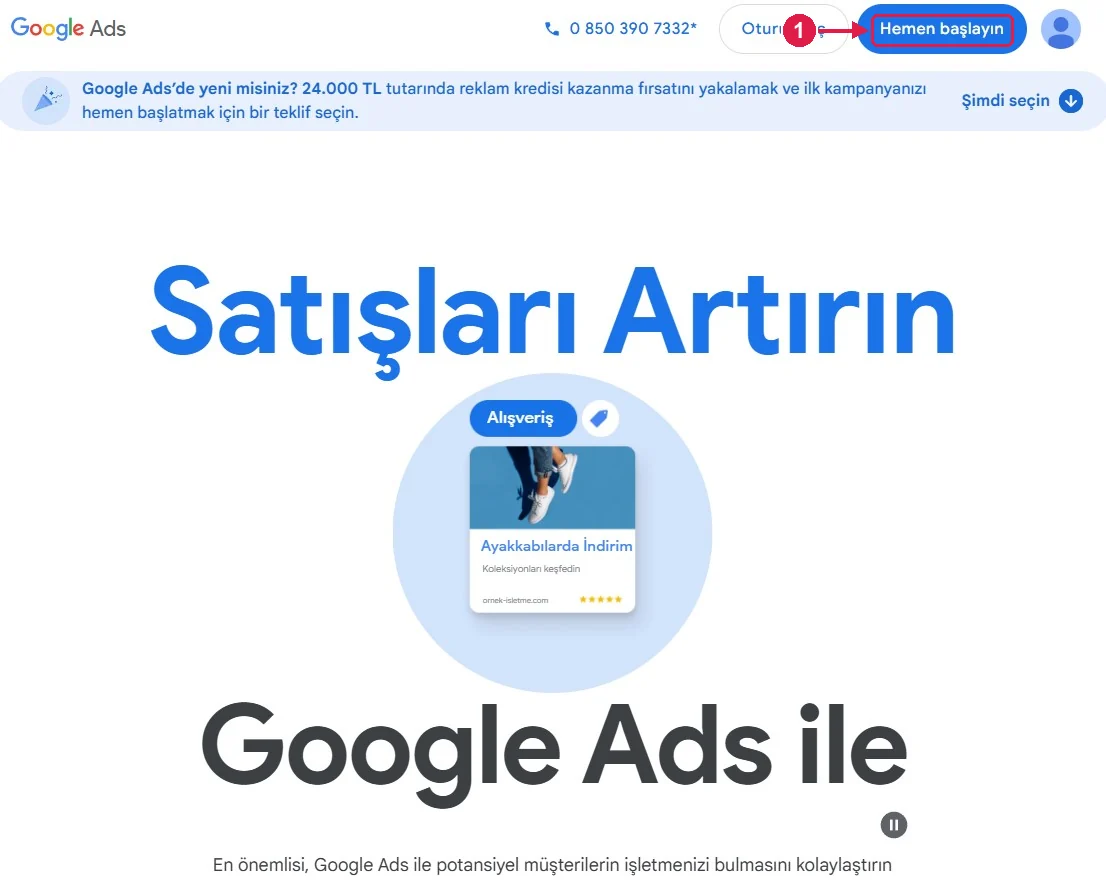 SRC Kursu için Google Ads kurulumu, adım 2 – Hemen başlayın