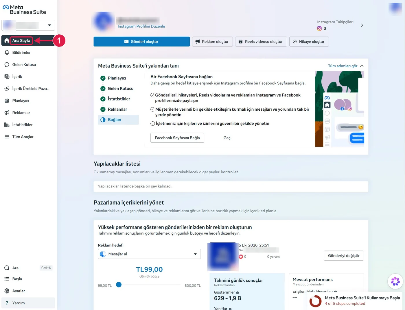 Sürücü Kursu için Meta Business Kişi Daveti kurulumu, adım 1 – Meta Business Suite’i açın