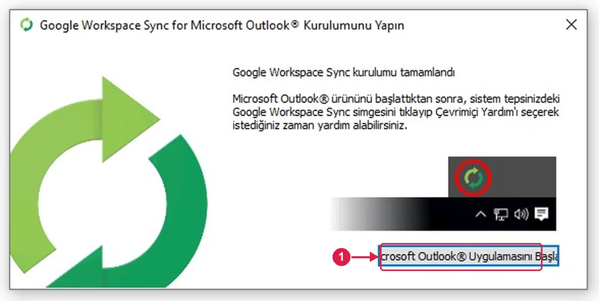 SRC Kursu için Google Workspace Sync kurulumu, adım 9 – Outlook’u başlatın