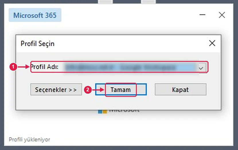 SRC Kursu için Google Workspace Sync kurulumu, adım 14 – Eski profilinizi seçin