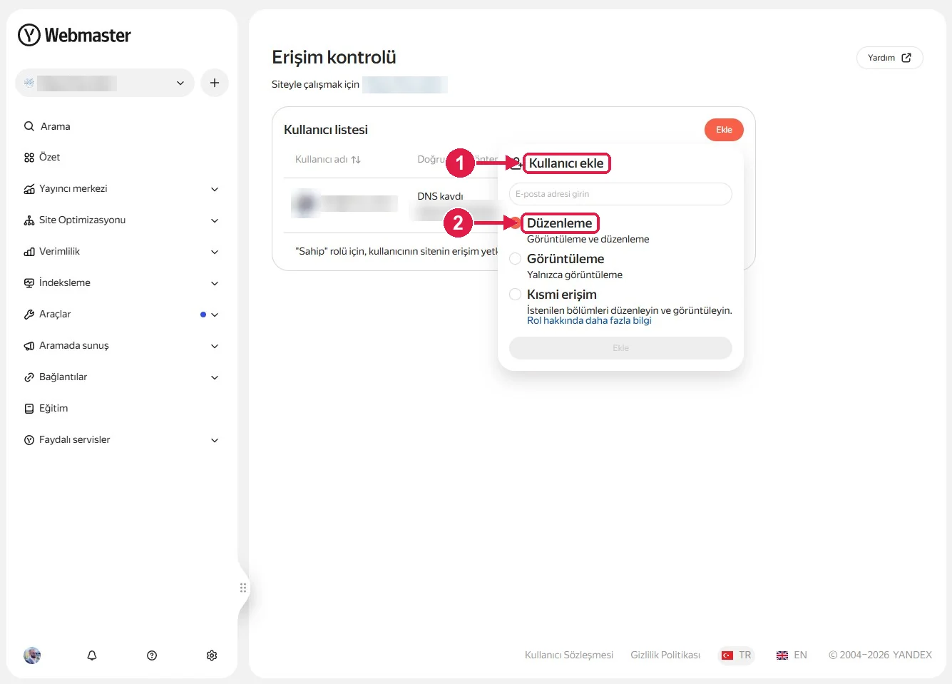 SRC Kursu için Yandex Webmaster kurulumu, adım 9 – Ajansı ekleyin