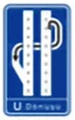 U dönüşü levhası (bölünmüş yol, 5. düzen) levhası (B-53f)