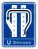 U dönüşü levhası (bölünmüş yol, 6. düzen) levhası (B-53g)