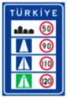 Türkiye hız sınırları levhası levhası (B-8c)