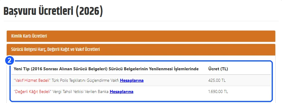Kayıp ve yenileme – adım 2: Değerli kâğıt ve vakıf bedelini ödeyin