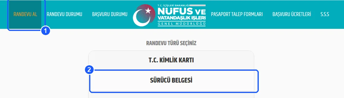 NVİ randevu – adım 1: Randevu sistemine girin
