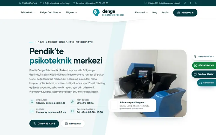 Denge Psikoteknik Merkezi web sitesi – psikoteknikmerkezi.org