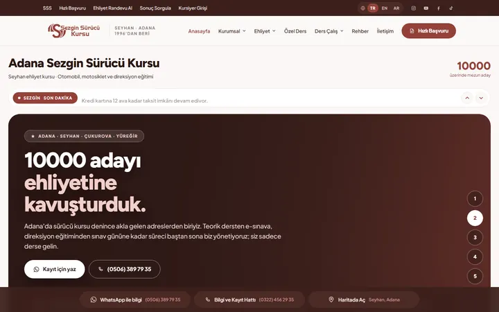 Sezgin Sürücü Kursu web sitesi – sezginsurucukursu.com.tr